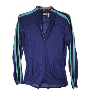 LOGO Lotus Lori Goldstein Athletic Jacket XXS Women Blue teal Melange Knit Sport